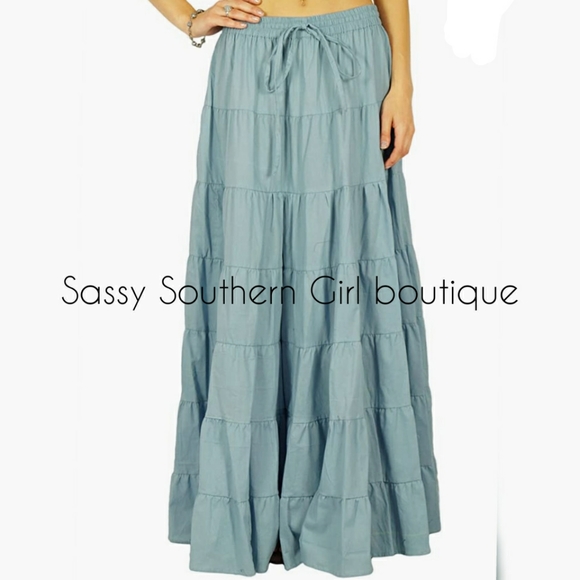 ⭐🆕Boho gypsy grey blue peasant maxi skirt - Picture 3 of 8